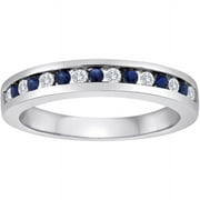 1/6 Carat T.W. Diamond and Sapphire Sterling Silver Band