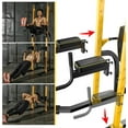 thumbnail image 2 of ZENOVA Height Adjustable Power Tower Squat Rack Pull-Up Bars Dip Stands Strength Training Equipment for Home Gym, Yellow, 2 of 7