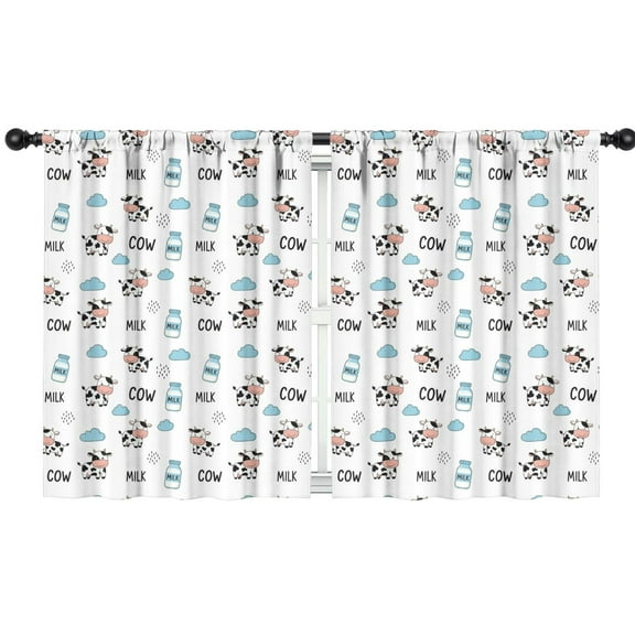 Blackout Kids Curtains,White Cow Milk Cow Pattern Childrens Insulated Curtains Set Of 2,Bedroom Essentials,Toddler Room Decor 42x54in(106x137cm)