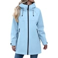 thumbnail image 6 of zejinsd Long Coat for Women Warm Windproof Autumn Winter Outerwear Stylish Stand Collar Hooded Jacket Solid Color Relaxed Fit Mid-Length Coat, 6 of 8
