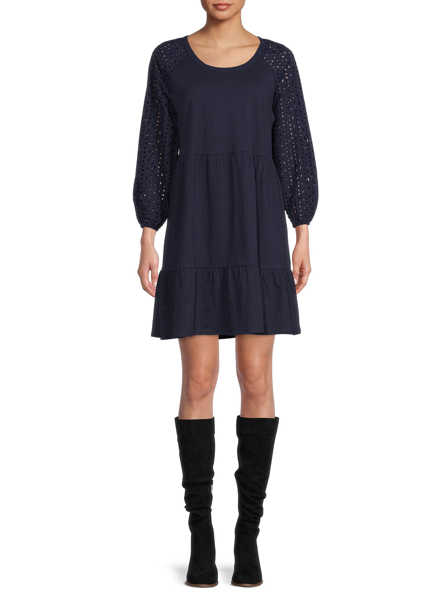 Time And Tru Women's Eyelet Sleeve Dress