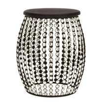 DecMode 16" x 19" Black Metal Open Frame Accent Table with Crystal Embellishments, 1-Piece