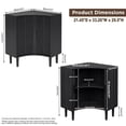 thumbnail image 5 of Fluted Corner Cabinet, Small Floor Storage with Sliding Doors & Adjustable Shelves, Modern Wooden Narrow Organizer, Black, 5 of 9
