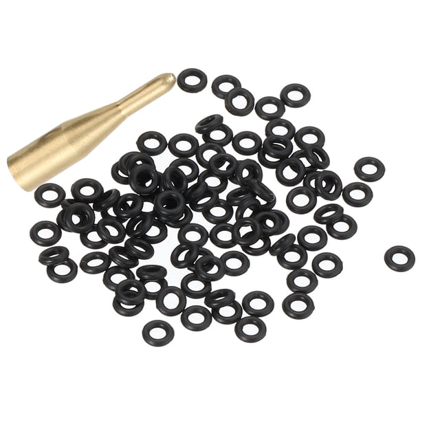 Uxcell 2BA Dart Shaft Rubber O-Rings 100Pcs with Applicator Tool, Gold Tone