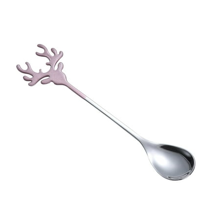 

2023 Summer Savings Clearance! WJSXC Home and Kitchen Gadgets Christmas Stainless Steel Spoon Elk Coffee Spoon Merry Christmas ornaments Soup Teaspoons Pink