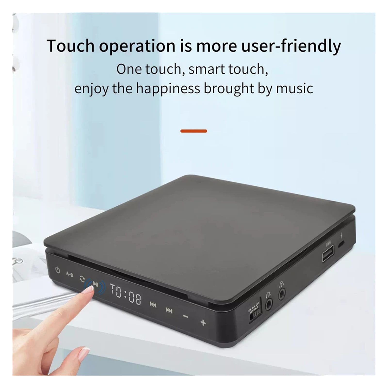 Universal Portable CD Player 3.5mm USB HIFI Walkman Disc Learning Retro CD Disc Album Player Touch