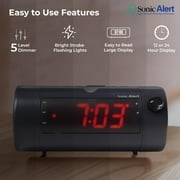 Sonic Alert - Sonic Blast Digital Projection Alarm Clock, Bluetooth Speaker, USB Charging Port - Black