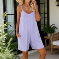 thumbnail image 2 of Hurxie Womens Summer Casual Romper Loose Spaghetti Strap Shortalls Overalls Jumpsuit Beach Vacation Jumper with Pocket Purple,2XL, 2 of 7
