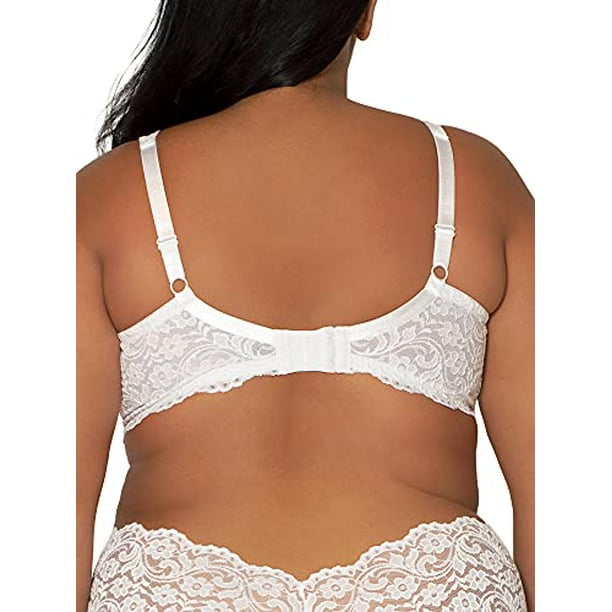Smart & Sexy Women's Plus Size Signature Lace Unlined Underwire Bra with  Added Support, White, 40DD 