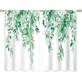 thumbnail image 2 of Emerald Teal Eucalyptus Botanical Leaves Floral Kitchen Window Curtains Over Sink Farmhouse Flower Spring Small Treatment Cafe Short Curtains for Bathroom Treatment Tier Drapes 27.5x39 inch, 2 of 6