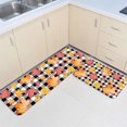 thumbnail image 3 of Kitchen Runner Rug Set 2 PCS, Thanksgiving Fall Watercolor Maple Leaves Print Black White Plaid Runner Carpet Door Mats with Non Slip Rubber Backing Floor Mat for Laundry Bedside, 3 of 6