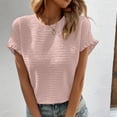 thumbnail image 2 of Stichou Women's Ruffle Short Sleeve Tops Dressy Casual 2026 Summer Spring Crew Neck Textured Shirts Tee Blouse Pink S, 2 of 7