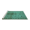 thumbnail image 2 of Ahgly Company Machine Washable Indoor Square Oriental Turquoise Blue Traditional Area Rugs, 5' Square, 2 of 4