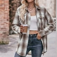 thumbnail image 5 of YDFCWXW Flannel Shirt for Women Button Down Long Sleeve Plaid Shirts Collared 2025 Casual Work Tops Coffee, M, 5 of 7