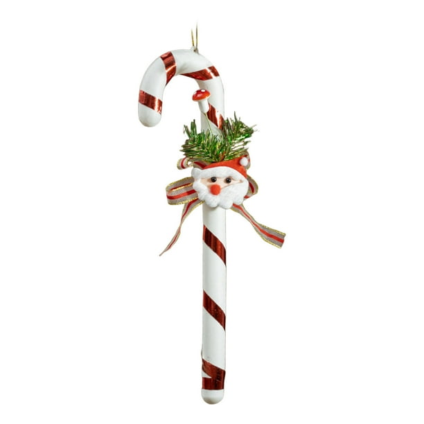 Adornos navideños, adornos navideños, regalos navideños, adornos navideños, bastones de caramelo rojos y blancos, adornos de lazo de caramelo, colgante de plástico