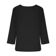 thumbnail image 7 of Craaazy Casual Womens V-Neck 3/4 Sleeve Top Solid Color Loose Fit Blouse for Summer Gifts, 7 of 7
