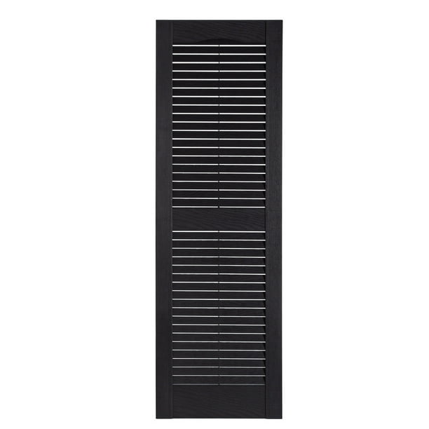 Premier OnePiece 002 Black Louver Decorative Exterior Shutters, 15" x