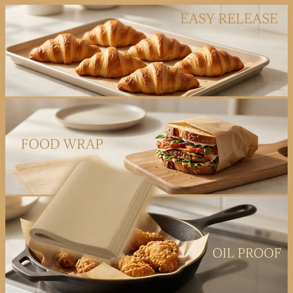 200 Pcs Parchment Paper Baking Sheets, 13 x 9 in Precut Non-Stick Precut Baking Sheets, Oil Proof Food Wrapping Paper for Oven Baking, Frying, BBQ, Sandwiches