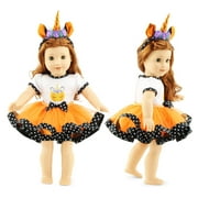 Emily Rose 18 Inch Doll Clothes | 18" Doll 3 Piece Halloween Unicorn Doll Outfit, Includes Unicorn Doll Headband| Gift Boxed! | Doll Clothes for Journey Girl Dolls