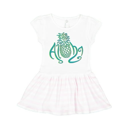 

Inktastic Aloha- with multicolor teal pineapple Gift Toddler Girl Dress