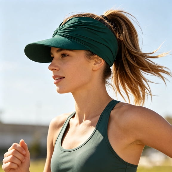 FUZHIQ Wide Brim Visor Hats for Women-Lightweight Packable Ponytail Hat, Comfortable Quick-Dry Sun Visor for Casual