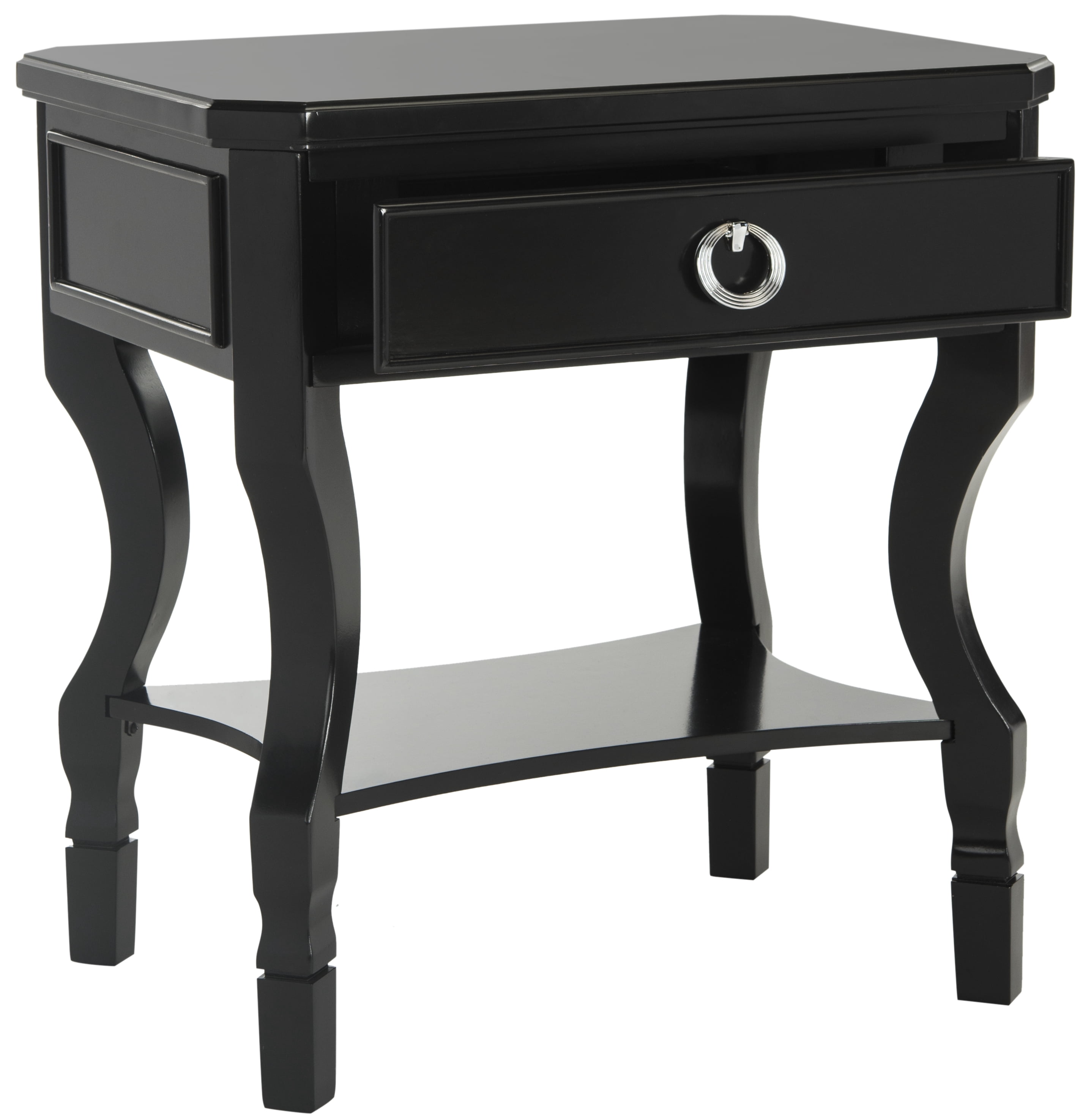 SAFAVIEH Alaia Modern Glam One Drawer Night Stand, Black