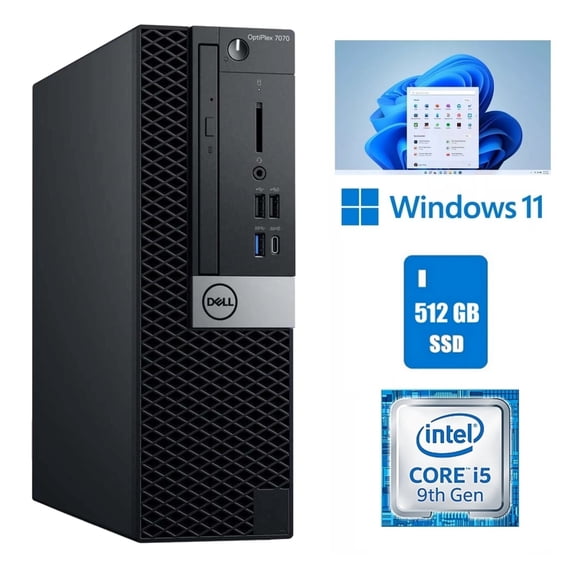 Restored Dell OptiPlex 7070 Desktop Computer Core i5 9th Gen 16GB RAM 512GB SSD Wi-Fi Windows 11 Pro (Refurbished)