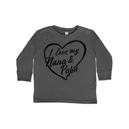

Inktastic I Love My Nana and Papa in Black Chalk Heart Gift Toddler Boy or Toddler Girl Long Sleeve T-Shirt