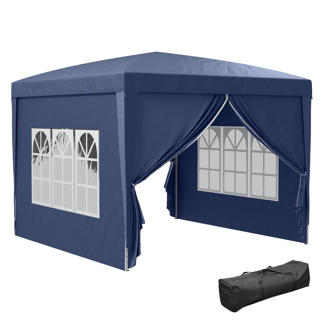 Outsunny Tente de Fête Extérieure Pop-Up 10'x10 Pieds avec Sac de Transport Bleu