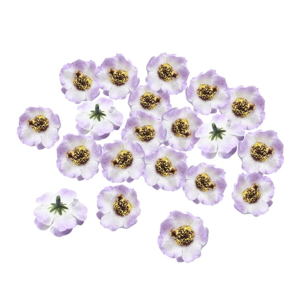 20pc Mini Cabezas De Flores Artificiales Falsas Flor De Tela Decoración Del violeta claro