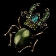 thumbnail image 4 of KLKCMS Broche Chic en Émail avec Strass Coléoptère Insecte Bijou de Costume Vert, 4 of 8