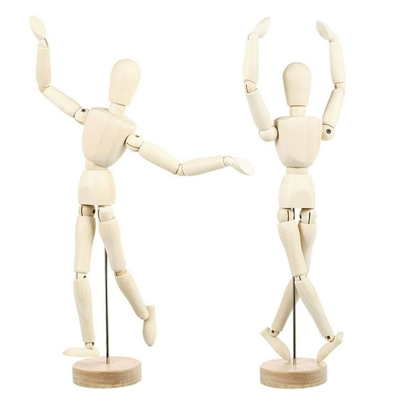 SHOWERORO Jointed Puppet for Flexible Action Figure 2Pcs with Wood and Alloy Material
