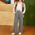 thumbnail image 5 of CONZONE Little Girls Back To School Pants Straight Leg Stretchy Pants for Girls High Elastic Waist Lightweight Fall Trousers with Pockets Size 5-6 Years, 5 of 5