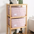 thumbnail image 2 of Jumbo Collapsible Storage Boxes with Lids Fabric Decorative Storage Bins Cubes Organizer Baskets with Cover Handles Divider for Bedroom Closet Living Room 23.2x15.7x11.6 Inch 3 Pack Pink, 2 of 14