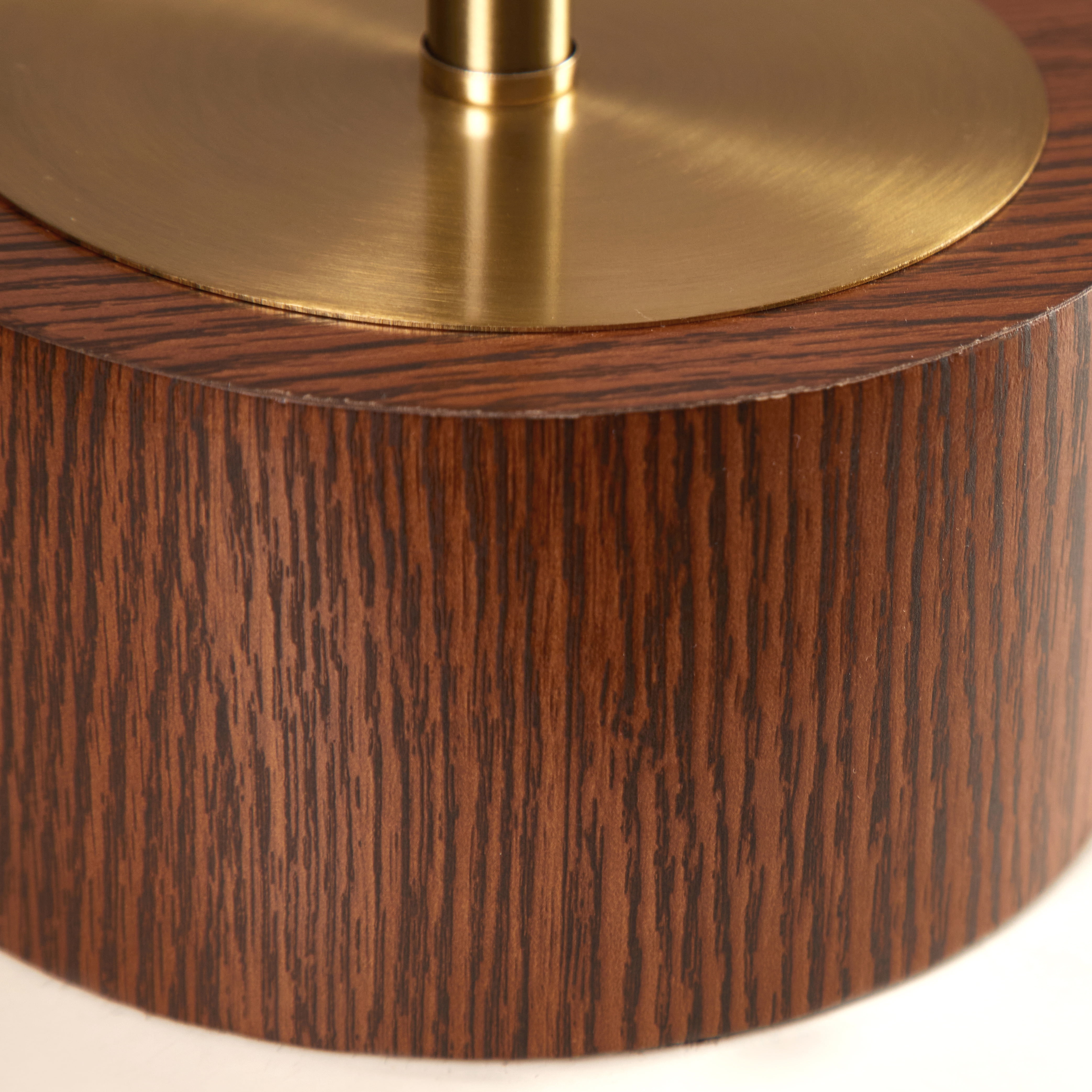 Better Homes & Gardens 16.25" Walnut and Brushed Brass Finish Woodgrain Touch Table Lamp