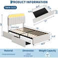 thumbnail image 2 of YUSAZENS Twin Size Velvet Upholstered Bed Frame with LED Light, MDF Structure 2 Underbed Storage Drawers, Floor Standing Soft Platform Bed No Box Spring Needed,  Beige, 2 of 9