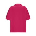 thumbnail image 5 of Womens Tops Under $10, Womens Oversized Short Sleeve Blouses Dressy Casual Lapel Collar V Neck Loose Business Trendy Button Down Shirts, 5 of 9