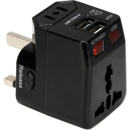 - QVS Premium World Travel Power Adaptor with Surge Protection & 2.1A Dual-USB