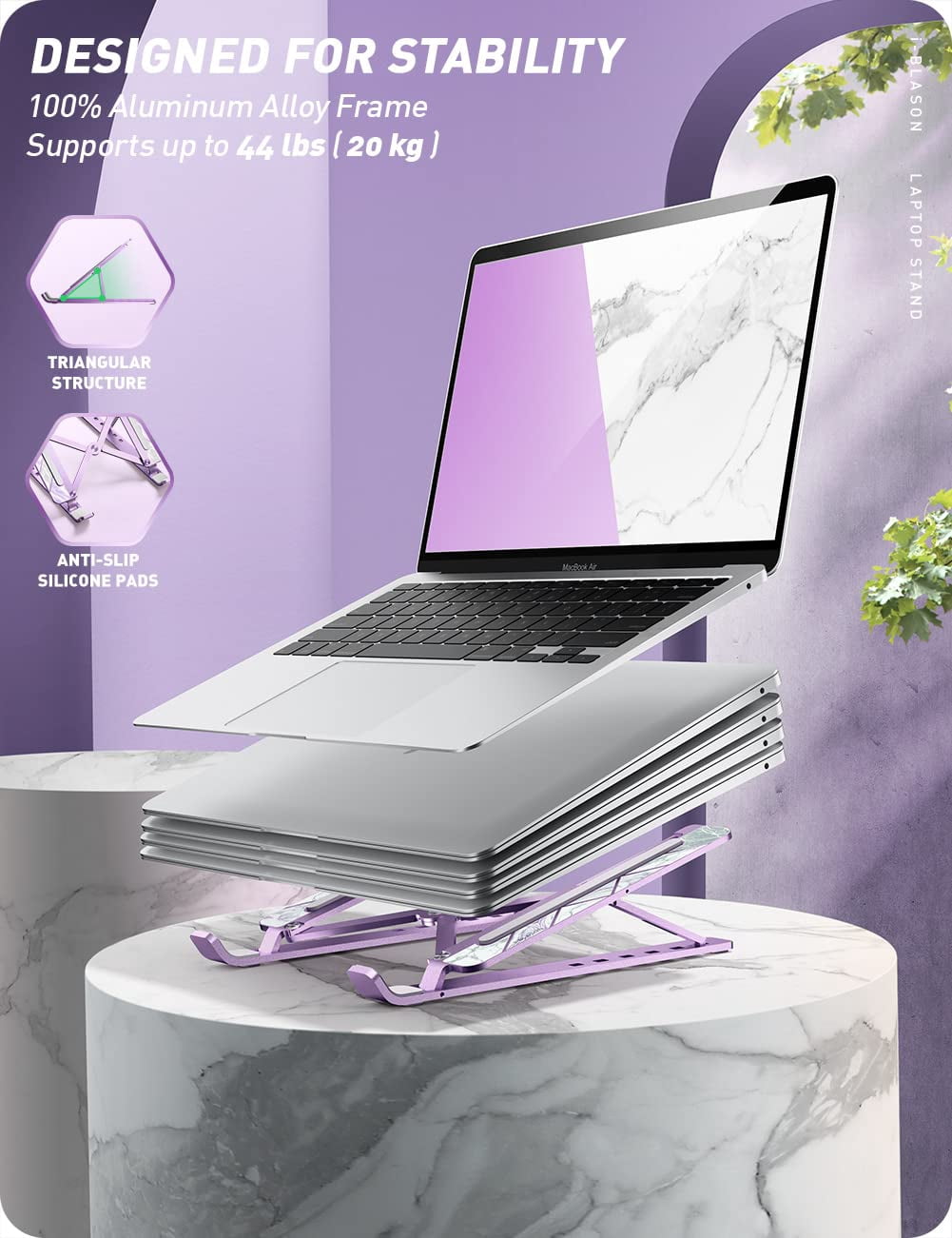 i-Blason Cosmo Series Adjustable Laptop Stand, Portable Computer Stand Aluminum Alloy Laptop Riser Holder with Multi-Angle Stand Suitable for 7-17.3" Laptops and Tablets - One Pack (Ameth)