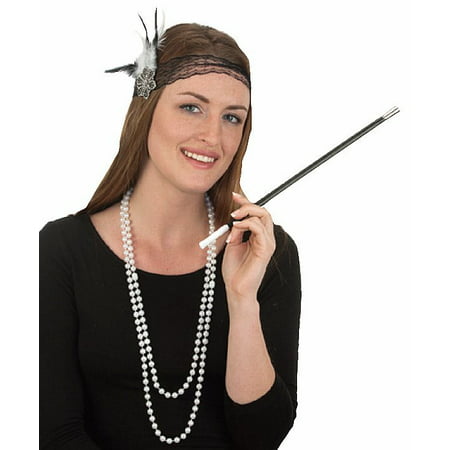 Roaring 20's Flapper Beads Cigarette Holder Headband Costume Accessory