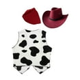 thumbnail image 4 of Aislor Cowboy Cowgirl Waistcoat Cow Flannel Vest Coat Halloween Carnival Fancy Dress Up Party Set Burgundy 10, 4 of 6