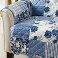 thumbnail image 2 of Machine Washable Couch Cover Reversible Patchwork Furniture Protector Slipcover, Loveseat, Navy, 2 of 8