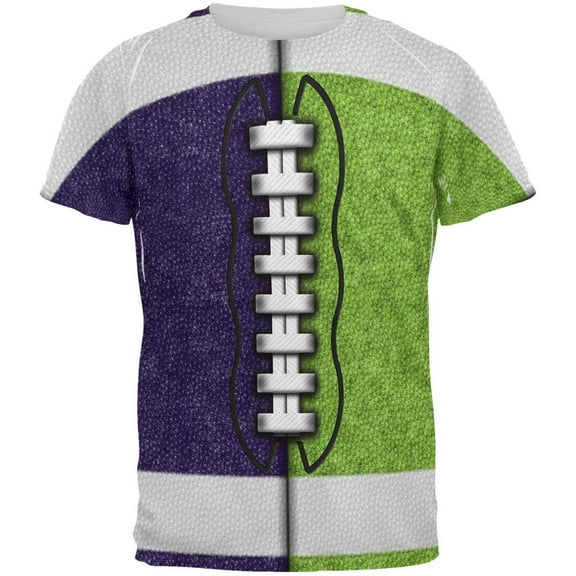 Fantasy Football Team Navy and Electric Green All Over Mens T Shirt Multi LG
