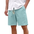 thumbnail image 7 of Mens Casual Shorts Summer Elastic Waist Wide Straight Leg Loose Knee Length Beach Shorts with Pockets, 7 of 7