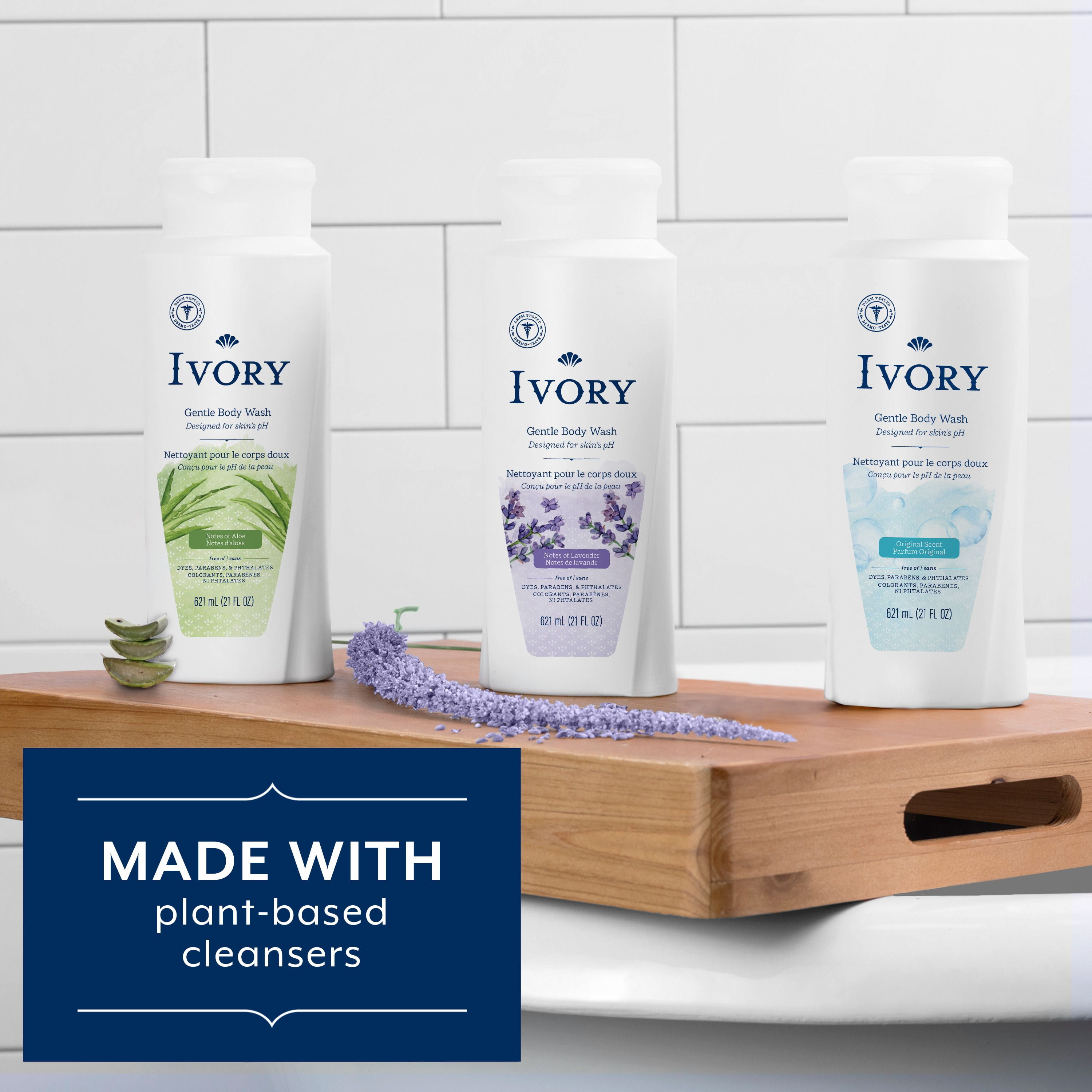 Ivory Mild & Gentle Body Wash, Lavender Scent, 621ML