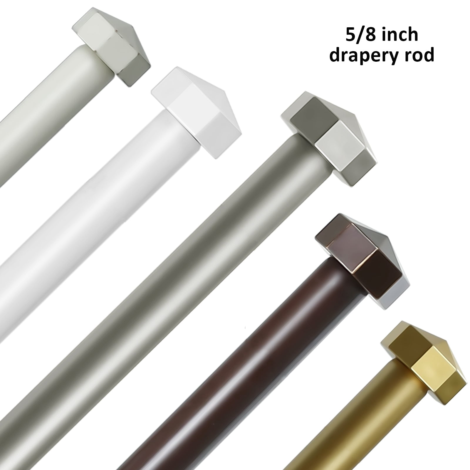 Ridicili 5/8" Telescoping Double Curtain Rods with Octagonal Finials, Gold, 28"-48", 5/8 Inches Front and 1/2 Inches Back Double Window Drapery Rod