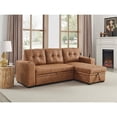 thumbnail image 2 of Pemberly Row Faux Leather Convertible Sectional in Brown Finish, 2 of 9