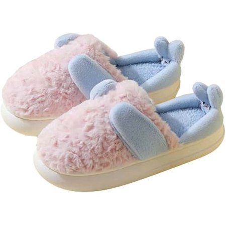 

CoCopeaunt Cute Rabbit Furry House Slippers for Women Men Trendy Fluffy Warm Bear Indoor Shoes Anti-skip