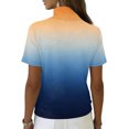 thumbnail image 4 of Women's Ombre Print Pullover, Round Neck Short Sleeve Casual Sweater, Gradient Color Top for Summer Outings or Beach Vacation,Dark Blue - L, 4 of 4