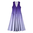 thumbnail image 7 of Guieoi Summer Dresses for Women under $10 Plus Size Flowy Buttoned Cotton-Linen Loose Pocket Sleeveless Printed Gradient Maxi Dress Purple M, 7 of 7